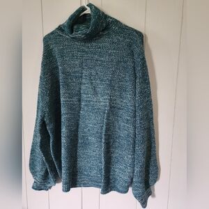 Zenana Color Alien Cozy Teal Turtleneck Sweater 2XL